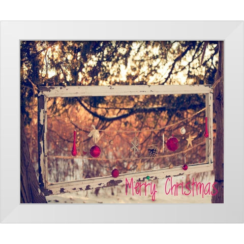 Merry Christmas Ornaments White Modern Wood Framed Art Print by Poynter, Kelly