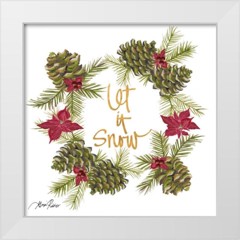 Pine Cone Christmas Wreath II White Modern Wood Framed Art Print by Ritter, Gina