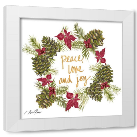 Pine Cone Christmas Wreath IV White Modern Wood Framed Art Print by Ritter, Gina