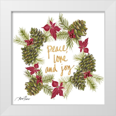 Pine Cone Christmas Wreath IV White Modern Wood Framed Art Print by Ritter, Gina