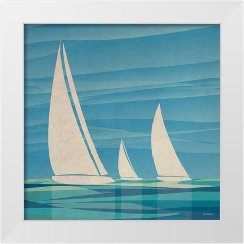 Water Journey I White Modern Wood Framed Art Print by Meneely, Dan