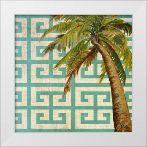 Beach Palm Turquoise Pattern II White Modern Wood Framed Art Print by Pinto, Patricia