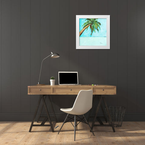 Beach Palm Blue II White Modern Wood Framed Art Print by Pinto, Patricia