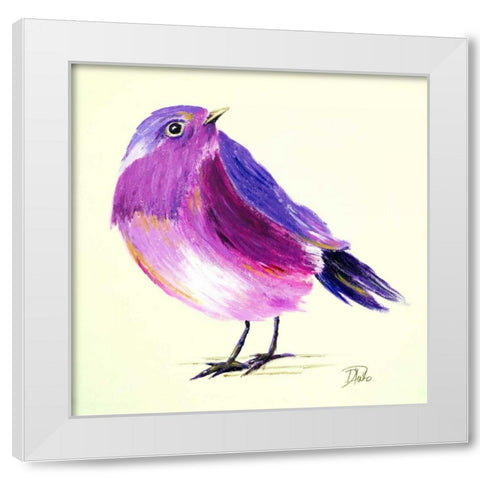Purple Bird I White Modern Wood Framed Art Print by Pinto, Patricia