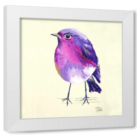 Purple Bird II White Modern Wood Framed Art Print by Pinto, Patricia