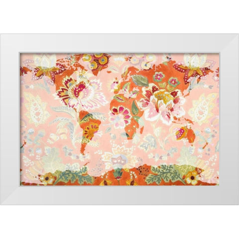 Botanica World Map White Modern Wood Framed Art Print by Loreth, Lanie