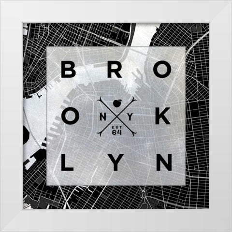 Brooklyn Square BW White Modern Wood Framed Art Print by SD Graphics Studio