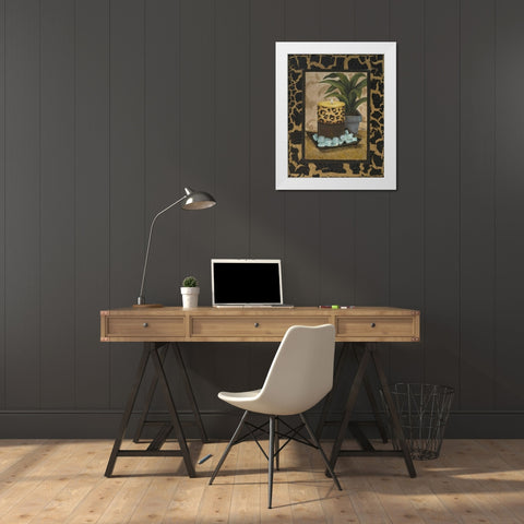 Golden Jungle Bath I White Modern Wood Framed Art Print by Hakimipour, Tiffany