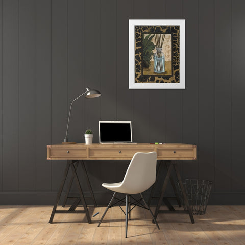 Golden Jungle Bath II White Modern Wood Framed Art Print by Hakimipour, Tiffany