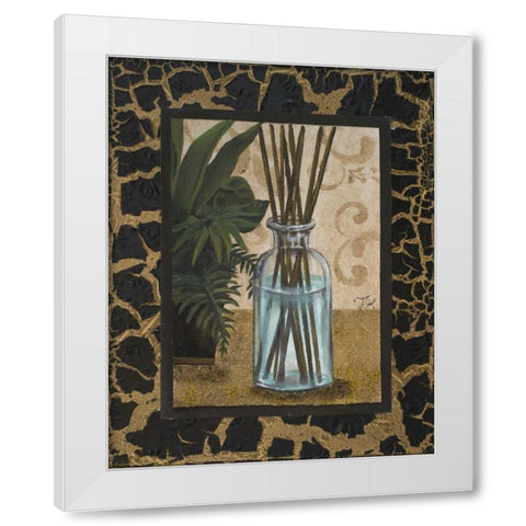 Golden Jungle Bath II White Modern Wood Framed Art Print by Hakimipour, Tiffany