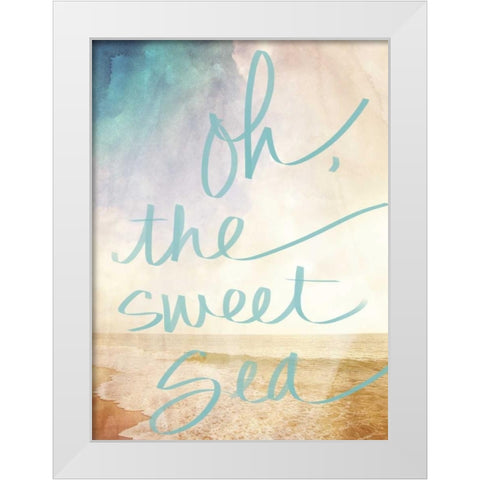 Oh the Sweet Sea Border White Modern Wood Framed Art Print by Bryant, Susan