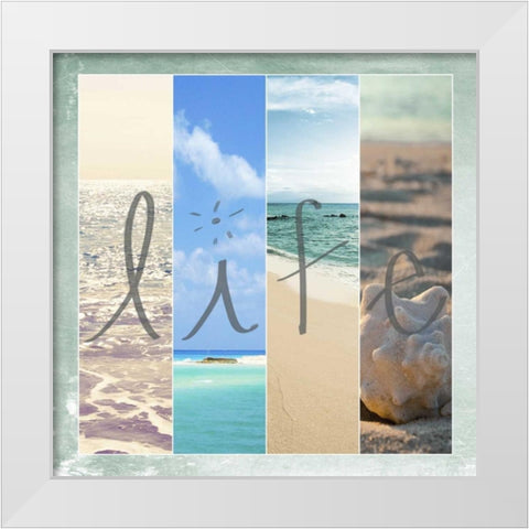 Sea Life Border White Modern Wood Framed Art Print by Bryant, Susan