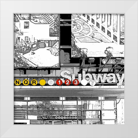 Subway Square White Modern Wood Framed Art Print by Bryant, Susan