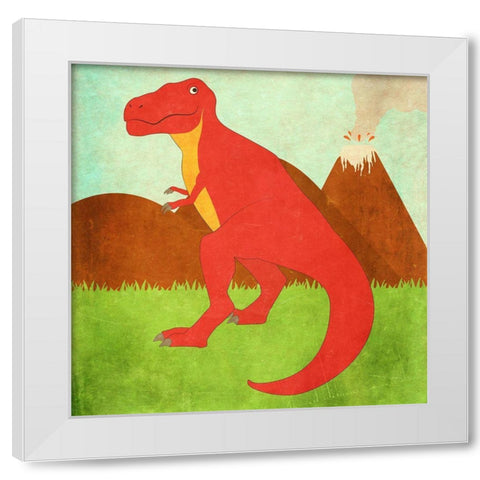 Dinosaur Land I White Modern Wood Framed Art Print by SD Graphics Studio