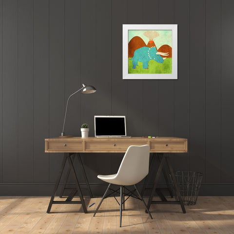 Dinosaur Land II White Modern Wood Framed Art Print by SD Graphics Studio