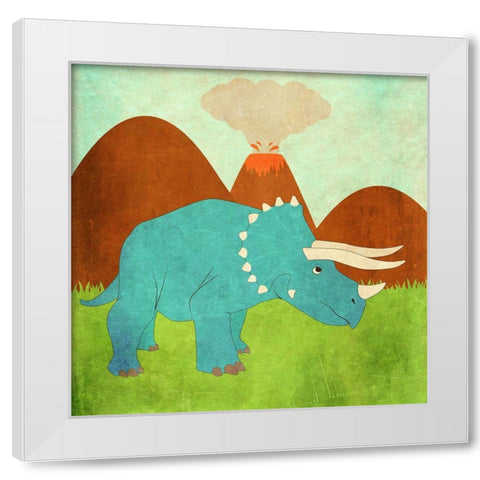 Dinosaur Land II White Modern Wood Framed Art Print by SD Graphics Studio