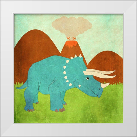 Dinosaur Land II White Modern Wood Framed Art Print by SD Graphics Studio