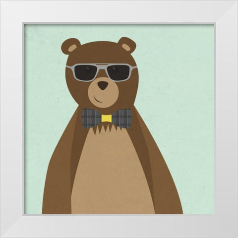 Hipster Bear II White Modern Wood Framed Art Print by Studio, Sd Graphics