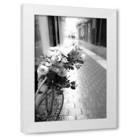 Flower Bike White Modern Wood Framed Art Print by Acosta