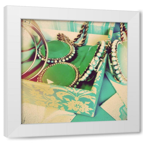 Jewels White Modern Wood Framed Art Print by Acosta