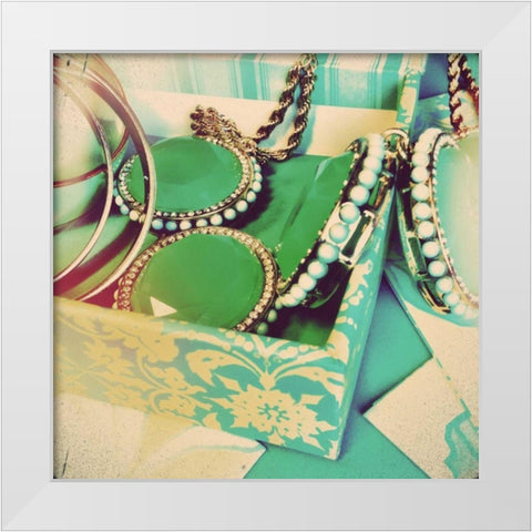 Jewels White Modern Wood Framed Art Print by Acosta