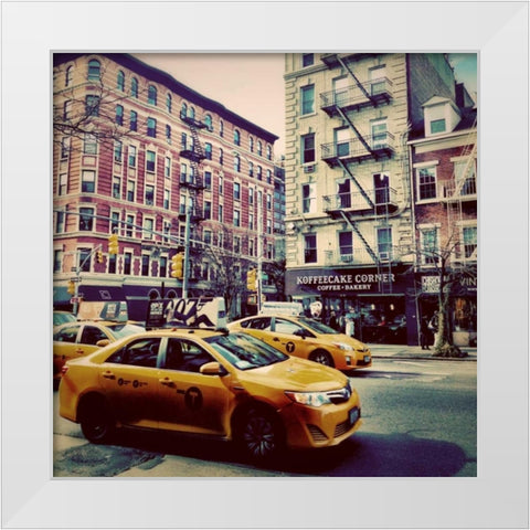 Coffee Break White Modern Wood Framed Art Print by Acosta