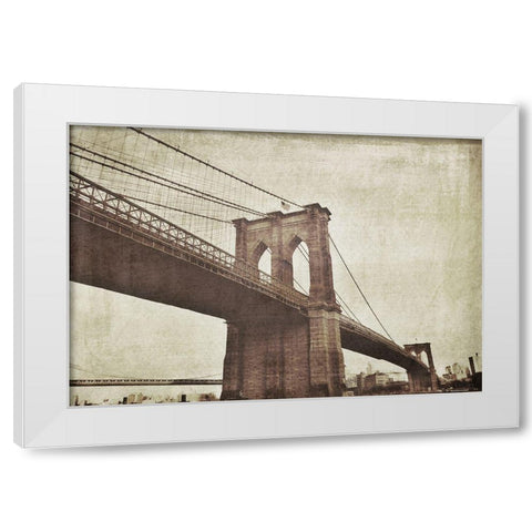 Bridge of Brooklyn Sepia I White Modern Wood Framed Art Print by Acosta