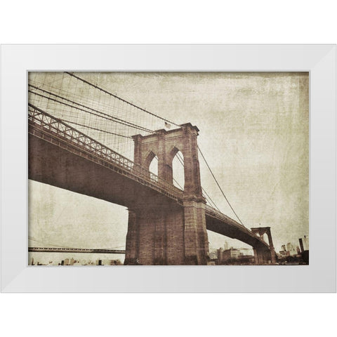 Bridge of Brooklyn Sepia I White Modern Wood Framed Art Print by Acosta