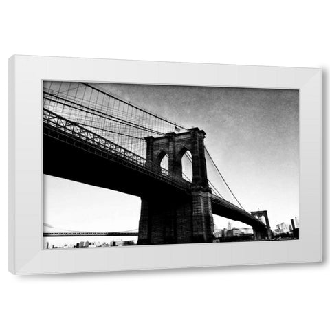 Bridge of Brooklyn BW I White Modern Wood Framed Art Print by Acosta