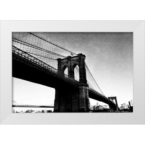 Bridge of Brooklyn BW I White Modern Wood Framed Art Print by Acosta