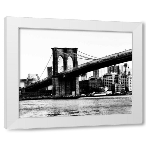 Bridge of Brooklyn BW White Modern Wood Framed Art Print by Acosta