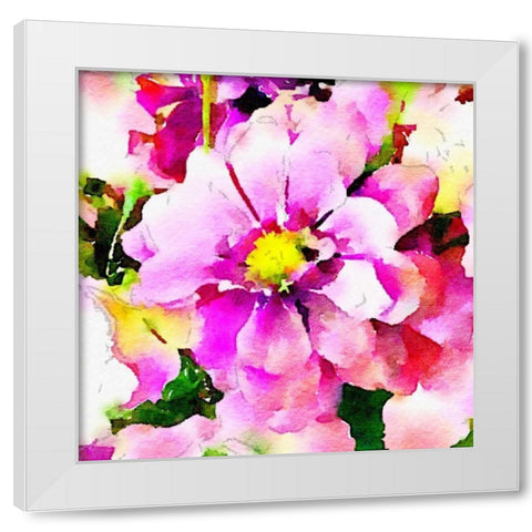 Magical Garden Floral Square White Modern Wood Framed Art Print by Acosta