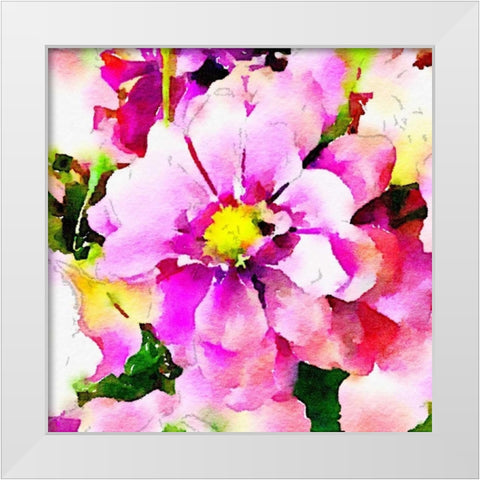 Magical Garden Floral Square White Modern Wood Framed Art Print by Acosta