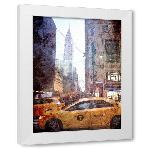 Rainy Madison Avenue White Modern Wood Framed Art Print by Acosta