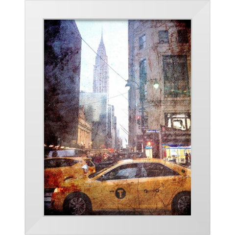 Rainy Madison Avenue White Modern Wood Framed Art Print by Acosta
