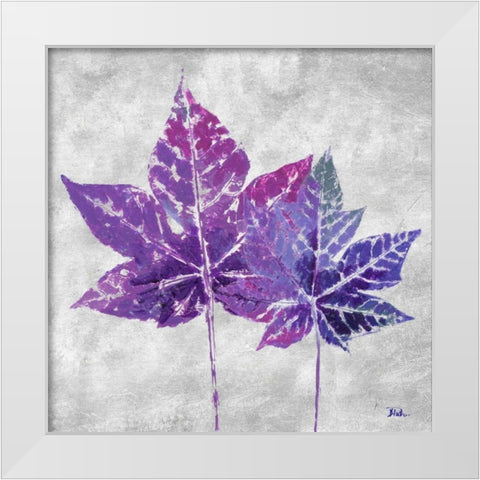 The Purple Leaves on Silver I White Modern Wood Framed Art Print by Pinto, Patricia