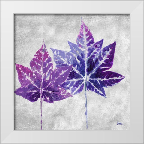 The Purple Leaves on Silver II White Modern Wood Framed Art Print by Pinto, Patricia