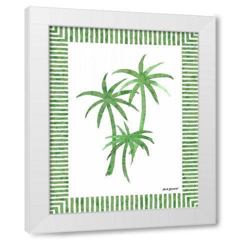 Green Palms III White Modern Wood Framed Art Print by Biscardi, Nicholas