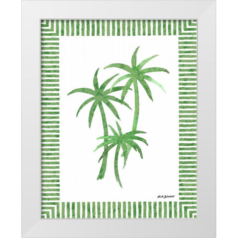 Green Palms III White Modern Wood Framed Art Print by Biscardi, Nicholas
