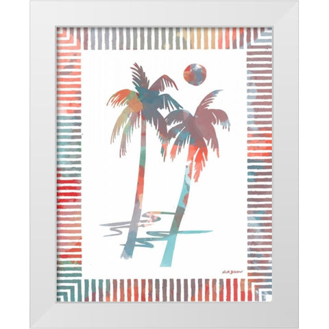 Watercolor Palms I White Modern Wood Framed Art Print by Biscardi, Nicholas