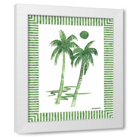 Green Palms I White Modern Wood Framed Art Print by Biscardi, Nicholas