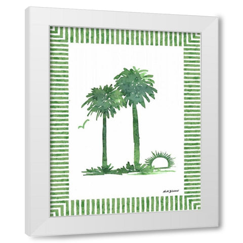 Green Palms IV White Modern Wood Framed Art Print by Biscardi, Nicholas