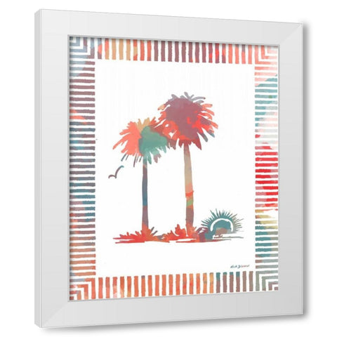 Watercolor Palms IV White Modern Wood Framed Art Print by Biscardi, Nicholas