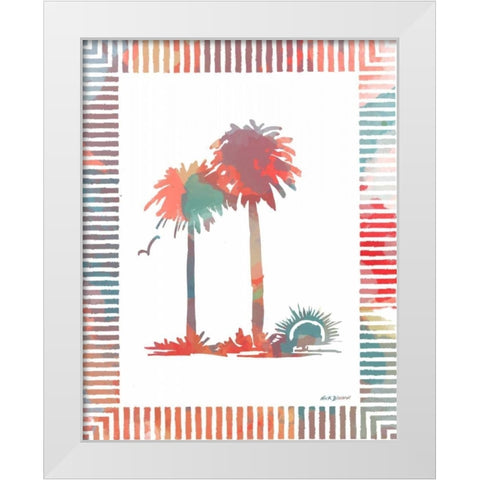 Watercolor Palms IV White Modern Wood Framed Art Print by Biscardi, Nicholas