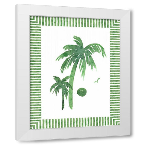 Green Palms II White Modern Wood Framed Art Print by Biscardi, Nicholas