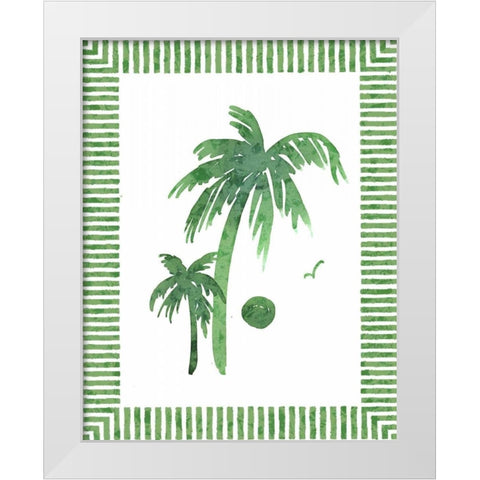 Green Palms II White Modern Wood Framed Art Print by Biscardi, Nicholas