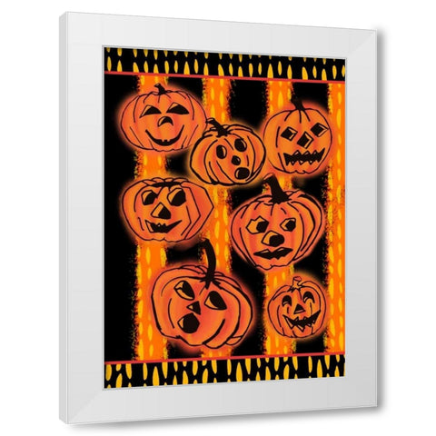 Pumpkin Patch Pals I White Modern Wood Framed Art Print by Biscardi, Nicholas