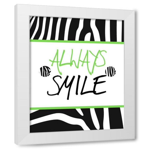 Green Zebra Sayings I White Modern Wood Framed Art Print by SD Graphics Studio