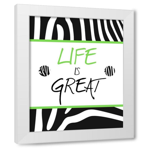 Green Zebra Sayings II White Modern Wood Framed Art Print by SD Graphics Studio