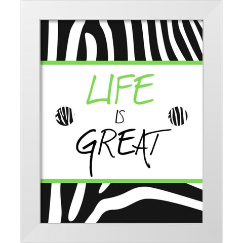 Green Zebra Sayings II White Modern Wood Framed Art Print by SD Graphics Studio